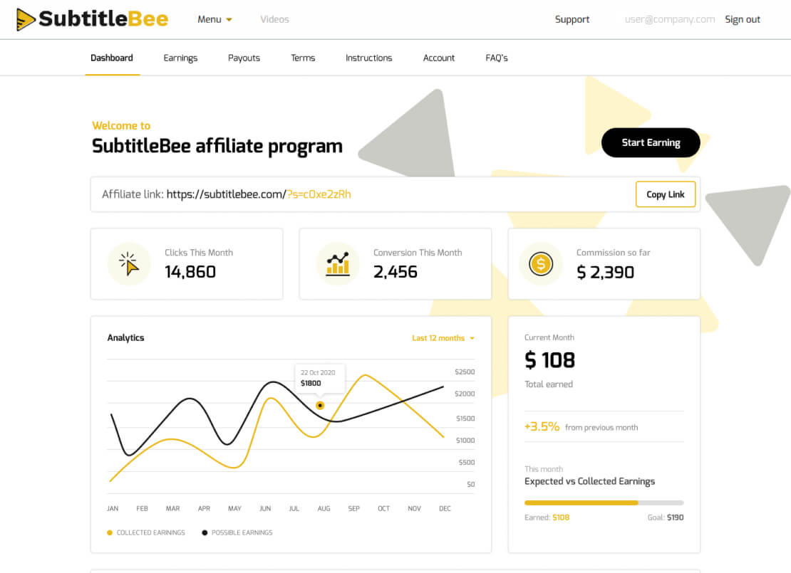 SubtitleBee Dashboard